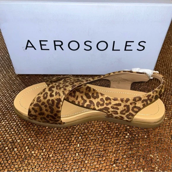 AEROSOLES Natural Leopard Print Cele Flat Sandals Women’s Size 7 - Picture 2 of 7